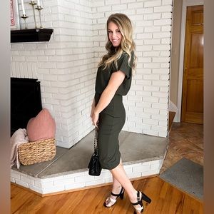 Womens  olive green cocktail dress